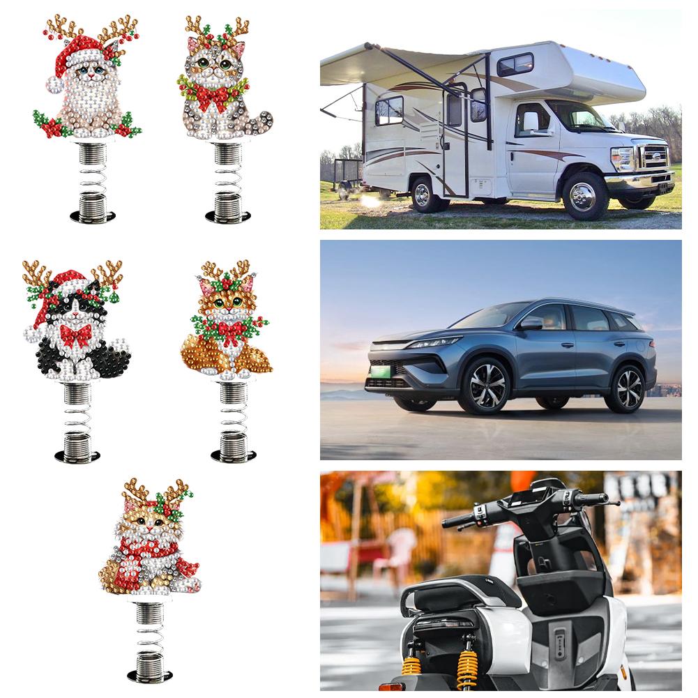 2D/Flat Animal DIY Diamond Painting Shake Car Ornaments Spring Car Dashboard Decor Rearview Mirror Decor for Car Interior Decors