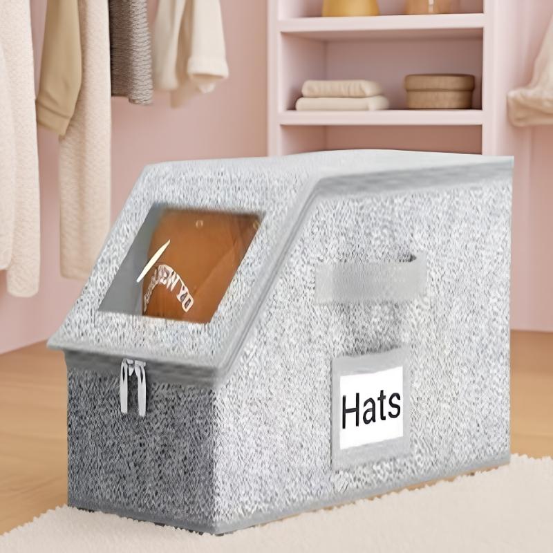 Large Capacity Hat Storage Box Dustproof Foldable Multifunctional Storage Box With Zipper Essential For Home Organization