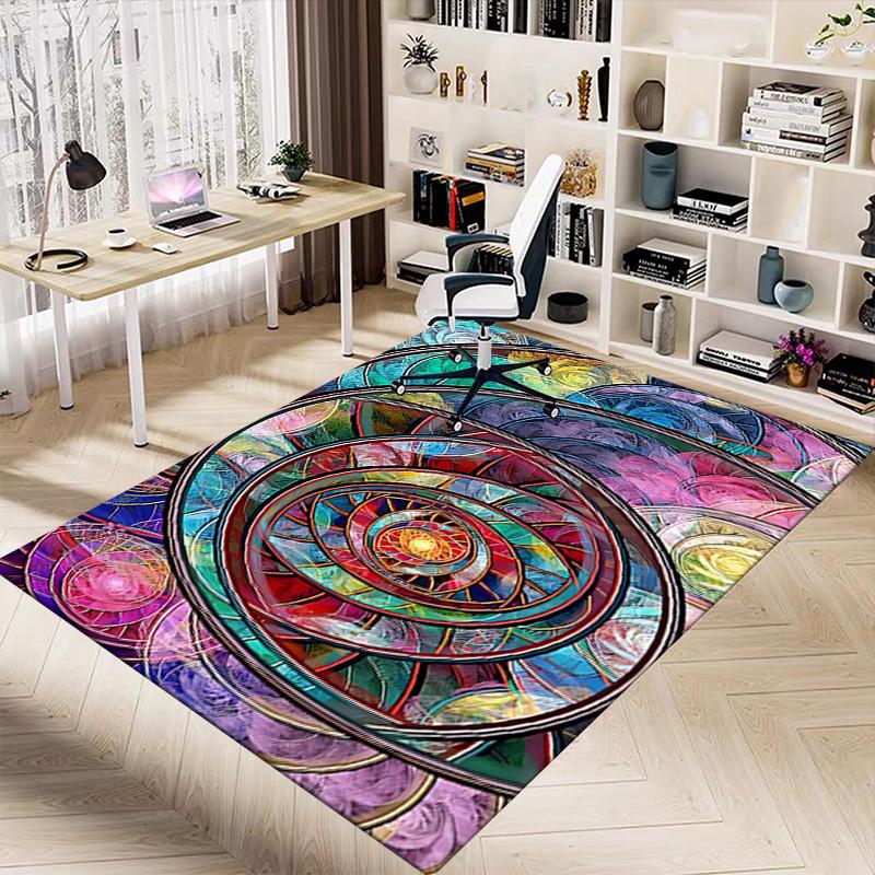 1PC Circles Patterns Extra Large Non Slip Floor carpet, Office, family, bedroom, Studio Large Area Rug Indoor Rugs, Vibrant Colors