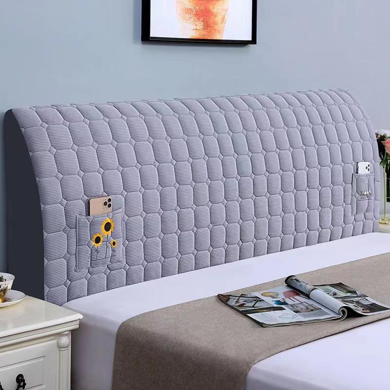 Modern Quilted Corduroy Upholstered Headboard Cover with Backrest