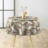 Round Tablecloth - EDEN - Ebany Choco - Ø 160 Cm - Brown with Golden Glitter Plant Pattern - Waterproof PVC