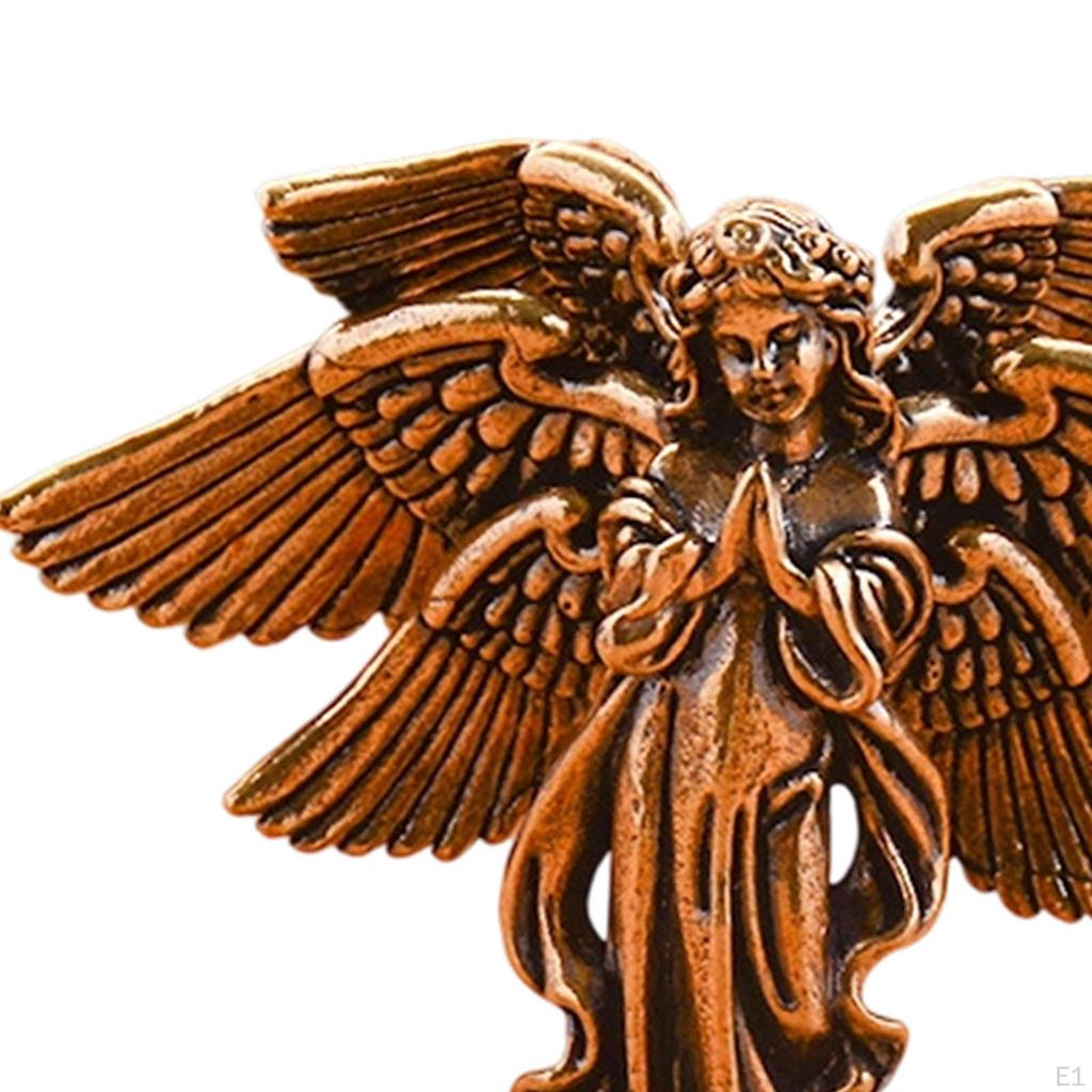 Adorno de Ángel de Seis Alas de Latón Escultura Manualidades de Mesa Creativo Tallado a Mano para