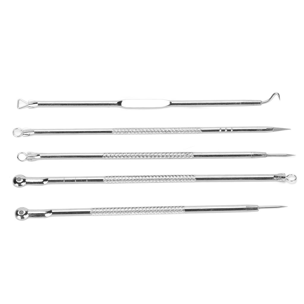 5pcs Pimple Remover Needle Blackhead Comedone Acne Blemish Extractor Tool Set with Mirror