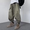 Japanse streetwear heren effen kleur zak trekkoord joggingbroek casual hiphop rechte broek retro wijde pijpen cargo broek
