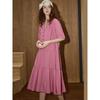 Coolhut2025 Summer French Style Pleated Patchwork Loose Slimming Puff Sleeve Elegant Pleated Dress