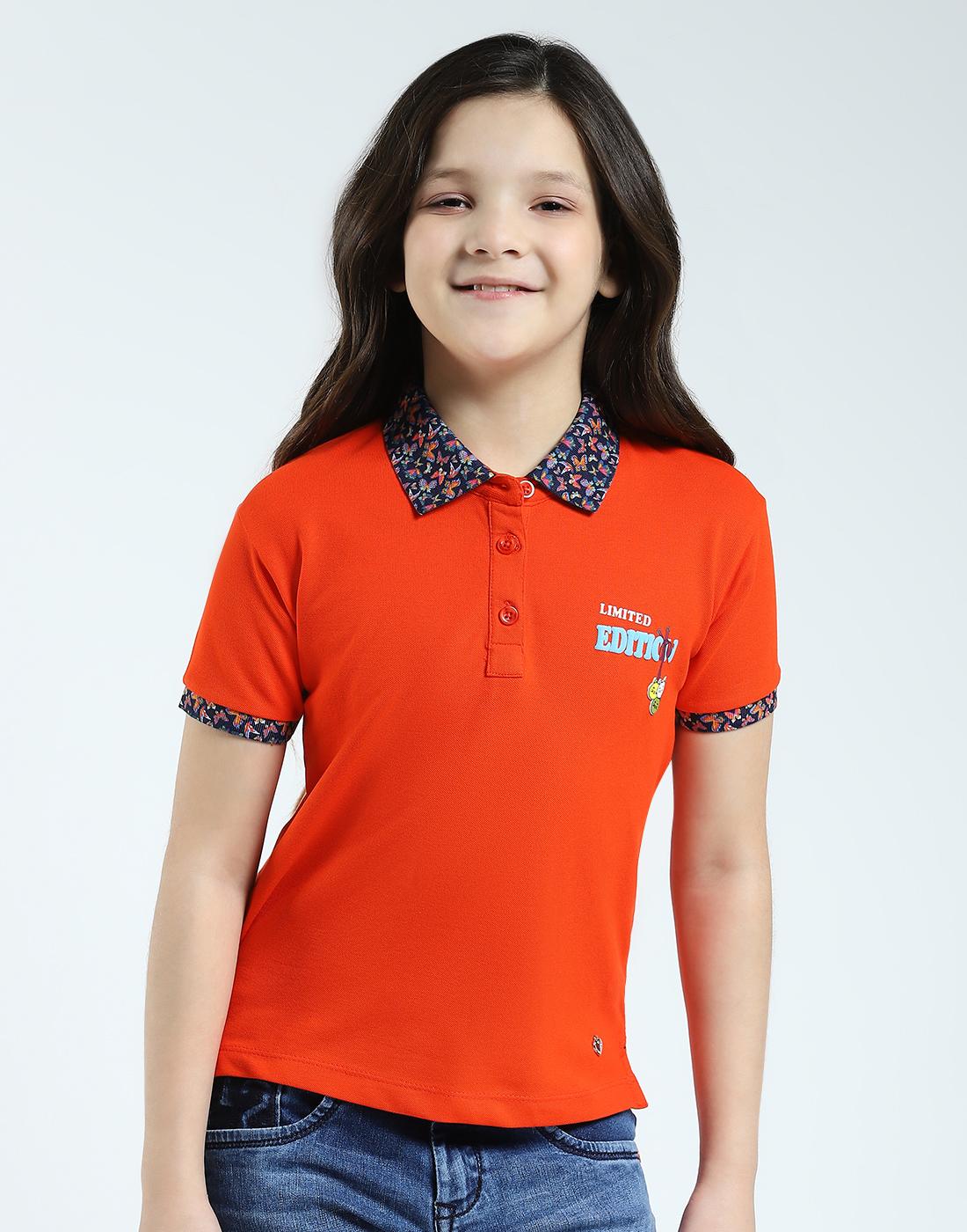 MONTE CARLO Meisjes Polokraag Halve Mouw T-shirt 11-12 Years oranje