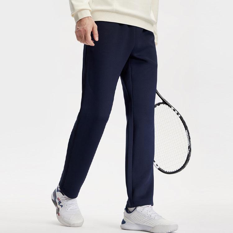 FILA Solid Color Mid Waist Basic Simple Straight Leg Tennis Casual Pants Men pants Dark-Blue A11M413605FNV