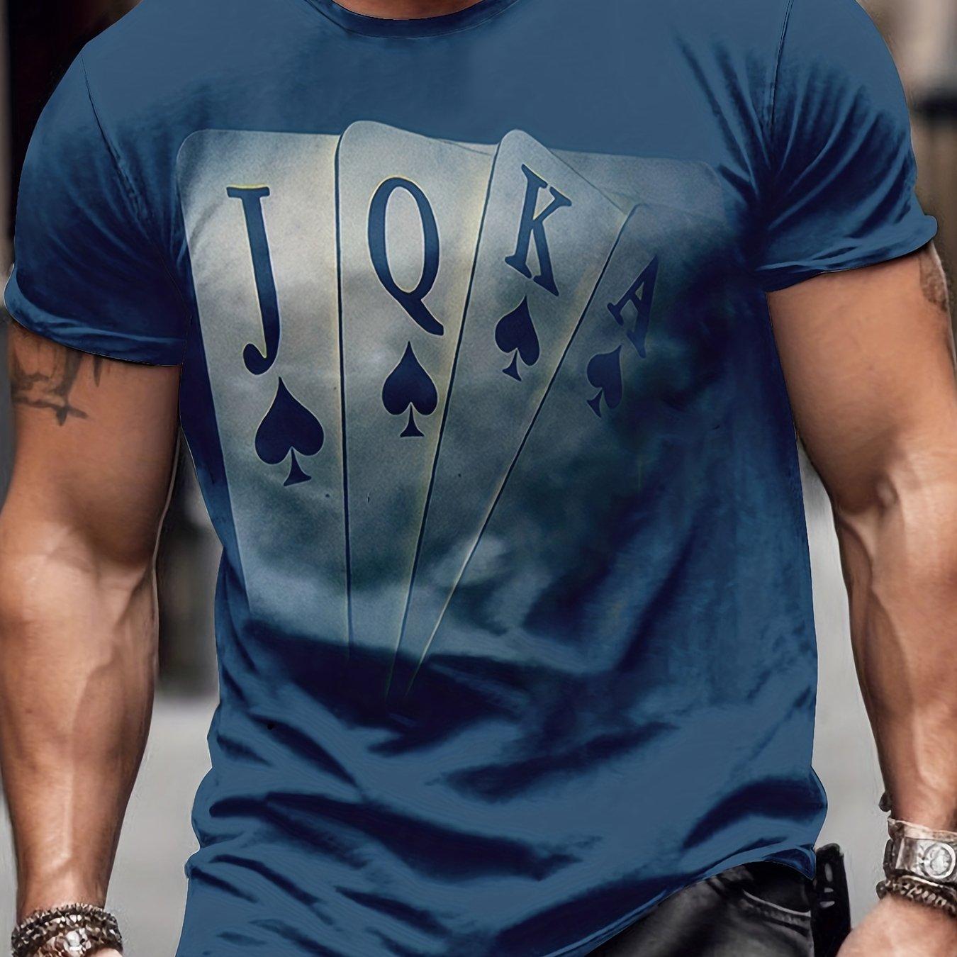 

Мужские футболки с графическим 3D-принтом на тему покера, повседневные футболки, удобные пуловеры с короткими рукавами, мужская летняя одежда 6XL