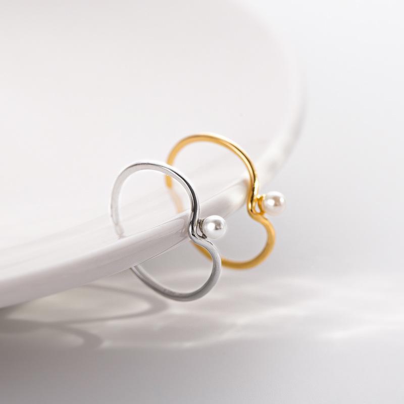 Banyan Tree S925 Silver V-Shaped Pearl Open Ring – Stackable, Adjustable Women's Index Finger Ring