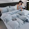 G5Z2025 Autumn/Winter Milk Velvet 4-Piece Solid Color Luxury Carved Bedding Set with Fitted Sheet.