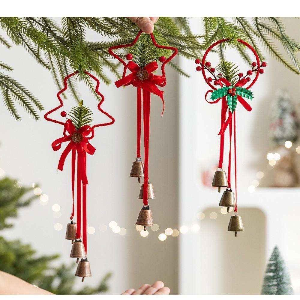 Iron Retro Christmas Bells Red Xmas Tree Hanging Bells Exquisite Christmas Chime Bells  Car Holiday