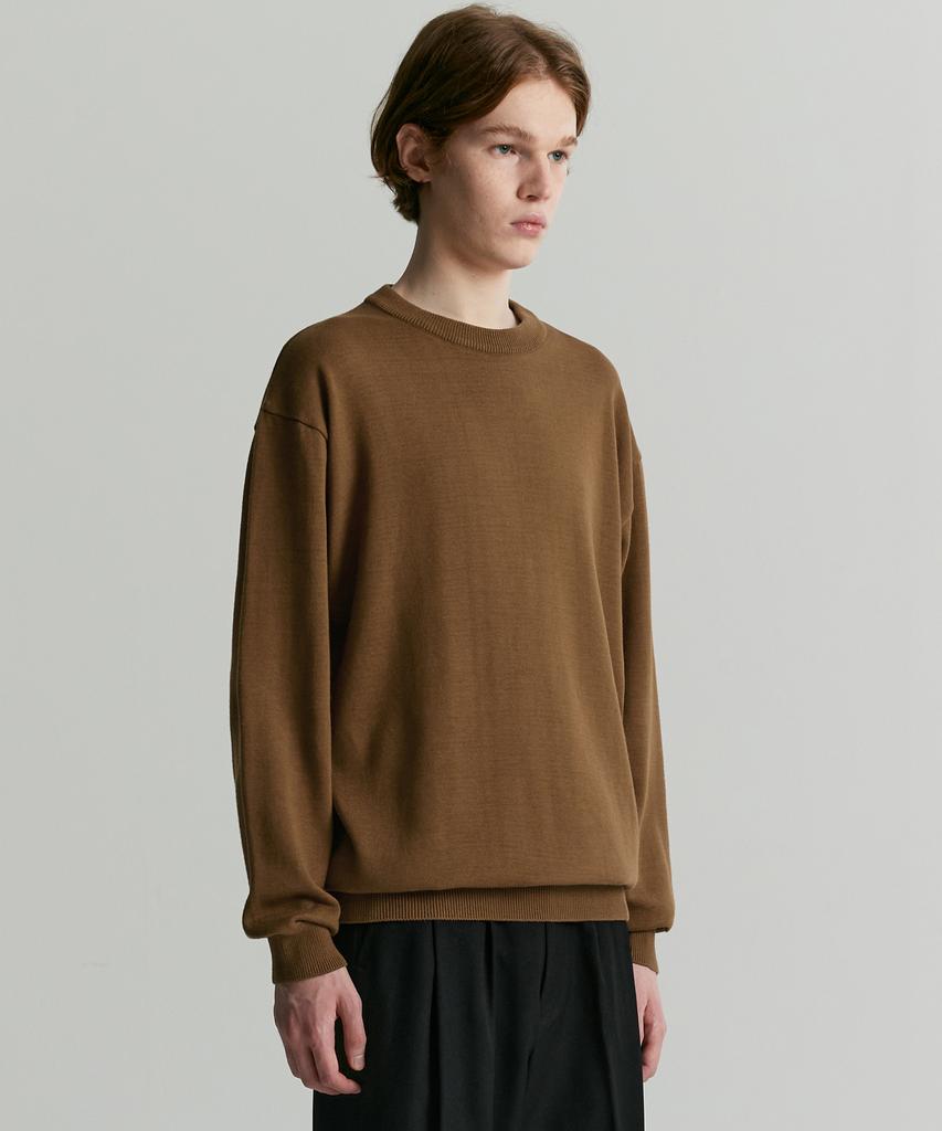 COSTUME O’CLOCK [100% Cotton] Soft Cotton Crew Neck Knit Tee. Brown Cooskt008T.Brown