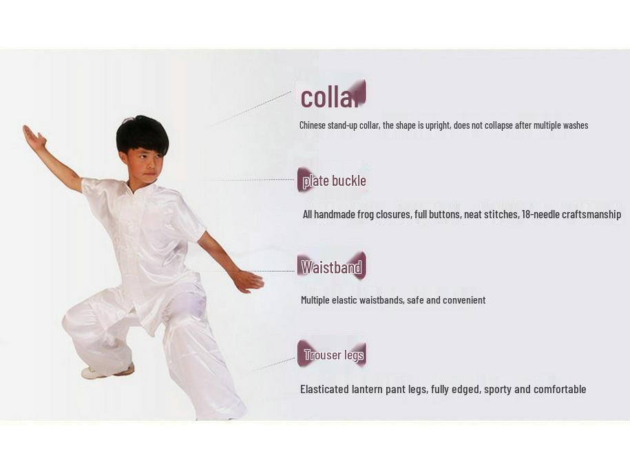 Children's and Adults' Short-Sleeved Tai Chi and Wushu Performance Suit