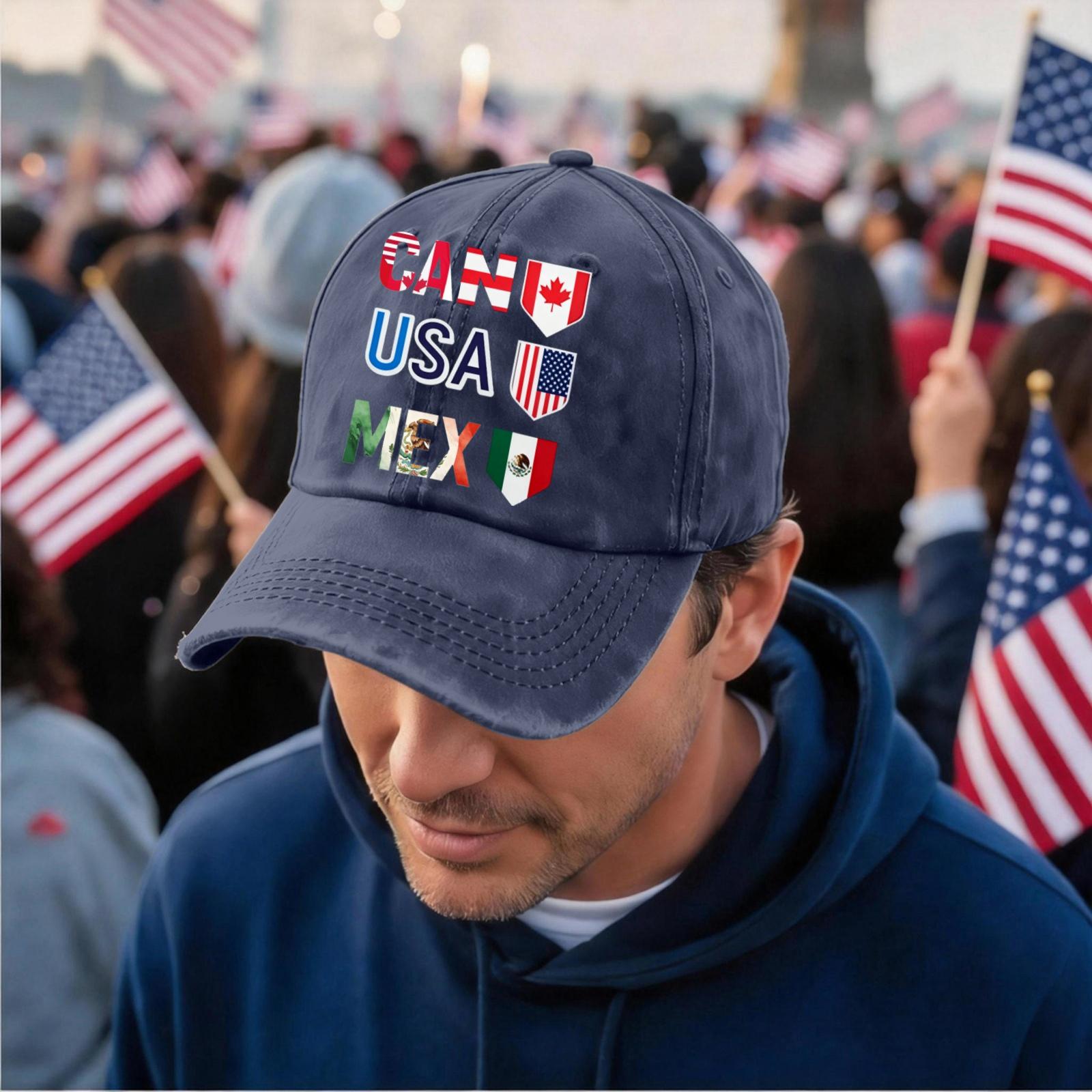 Men s And Women s Distressed Washed Casual Baseball Caps, Football-themed Printed Hats тёмно-синий
