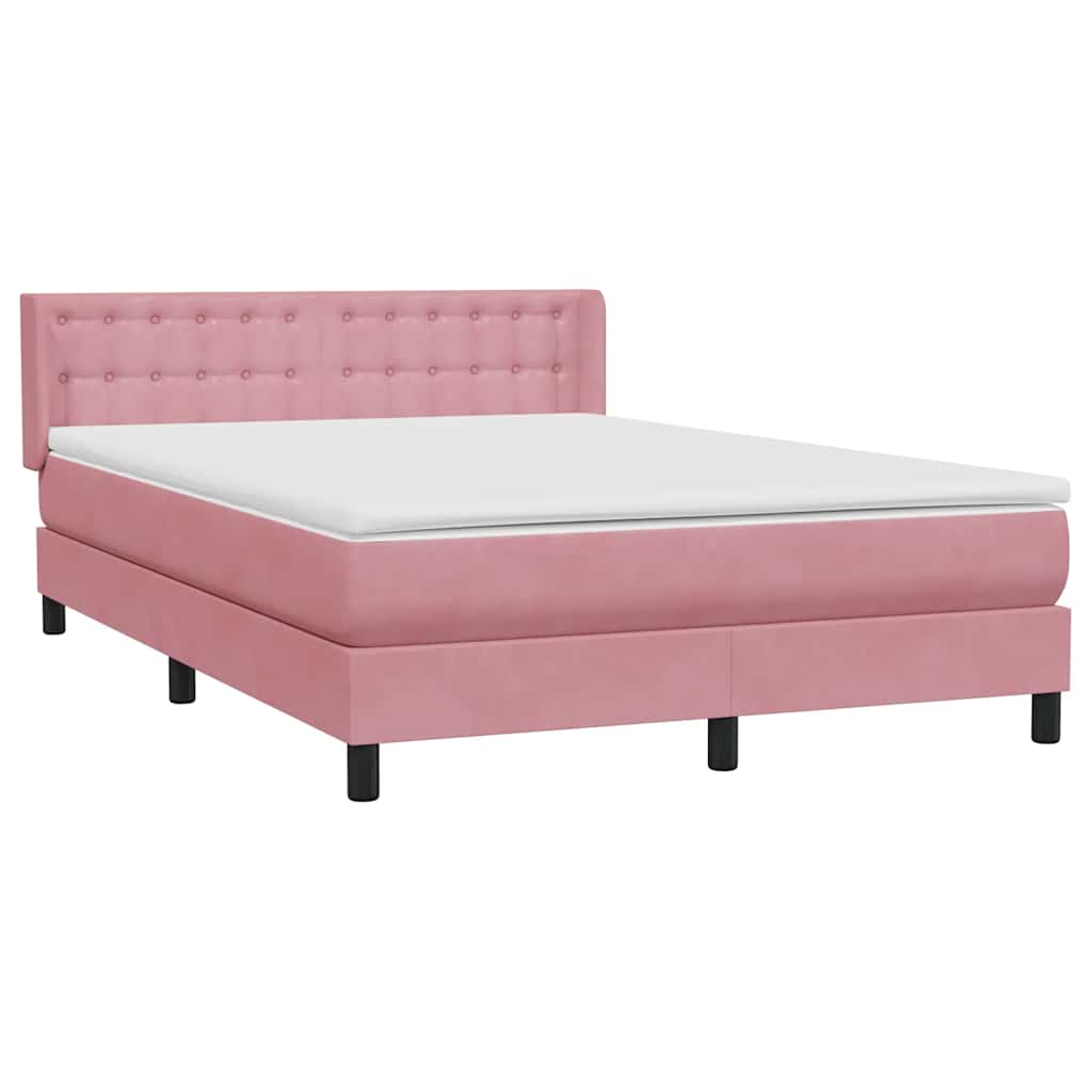 Box Spring Bed with Mattress Pink 140 x 220 cm Velvet
