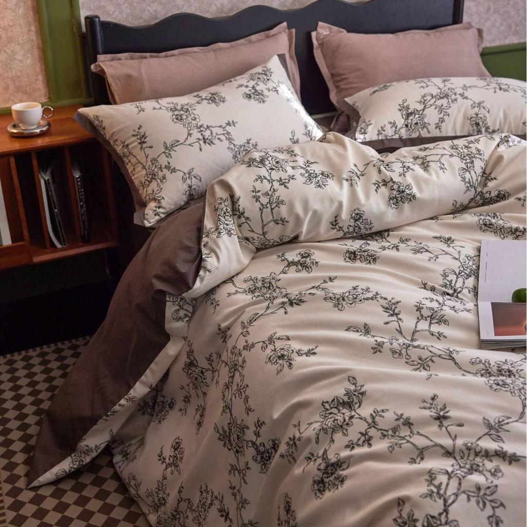 Premium 60s Brushed Cotton 4-Piece Sheet Set: Thickened, Warm, Autumn/Winter American Style