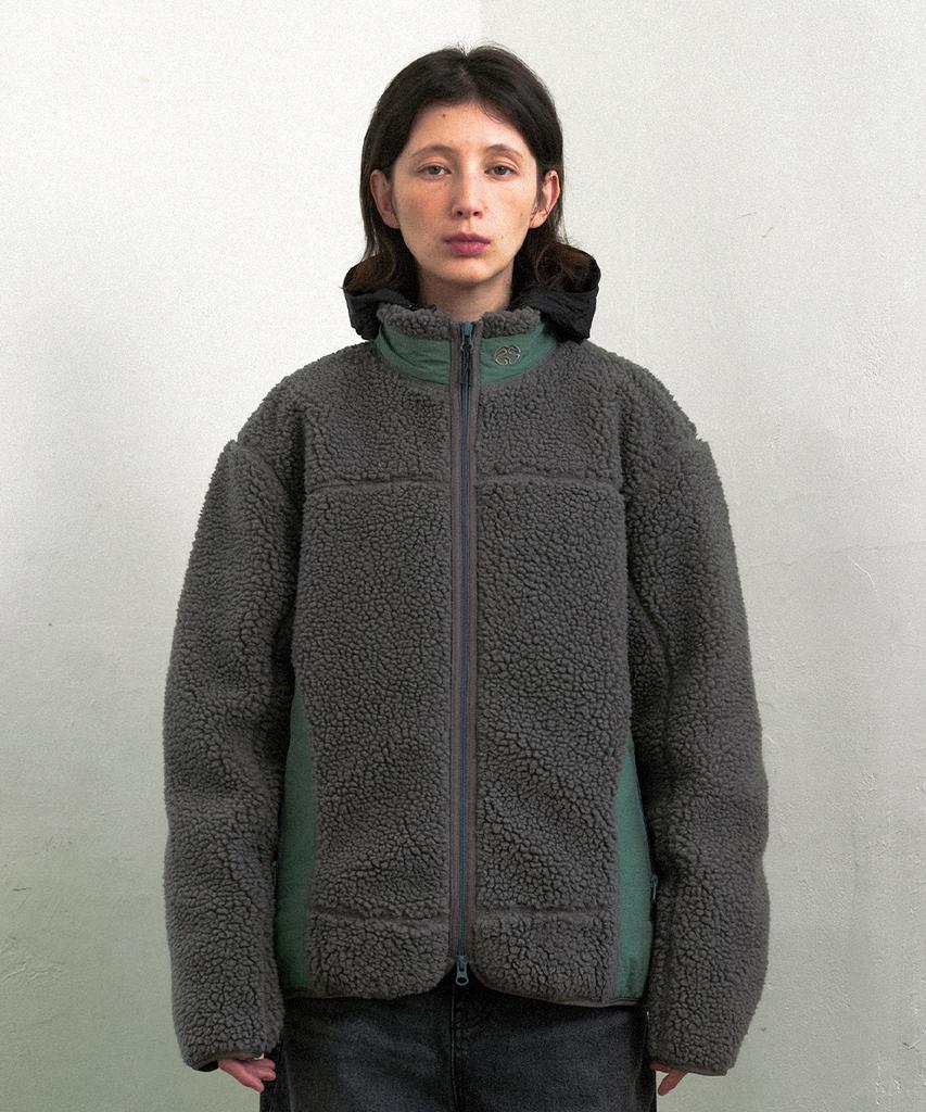 Mahagrid Curved Sherpa Fleece Jacket Gray(Mg2Efmj230A)