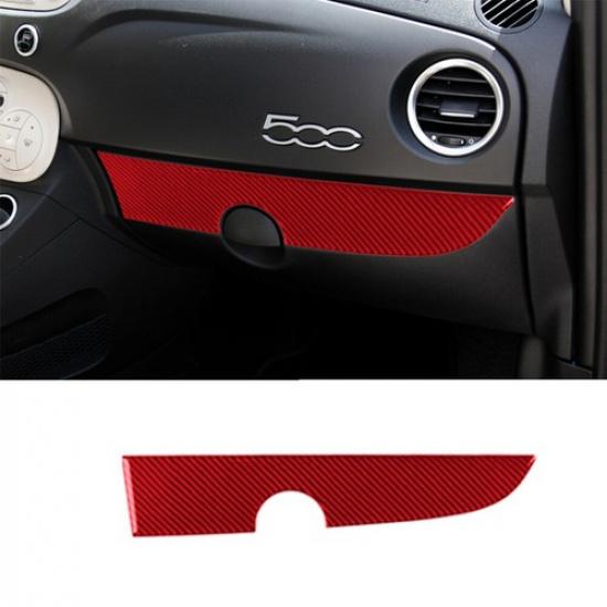 Red Carbon Fiber Interior Glove Box Panel Cover Trim Sticker For 12-15 Fiat 500