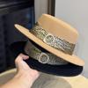 Hat Women's Autumn and Winter Rhinestone Flat Top Hat Woolen Felt Hat British Retro French Fashion Versatile Warm Hat Trend