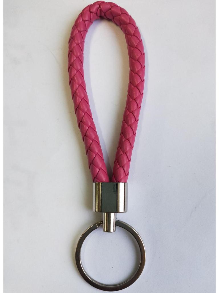 Woven Leather Cord Metal Keychain Pendant