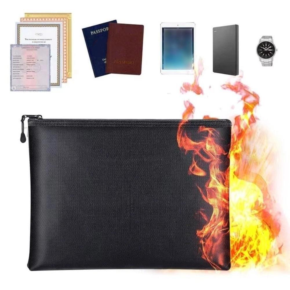 with Zipper Fireproof Document Bag High Temperature Resistant File Envelope Holder  Passport