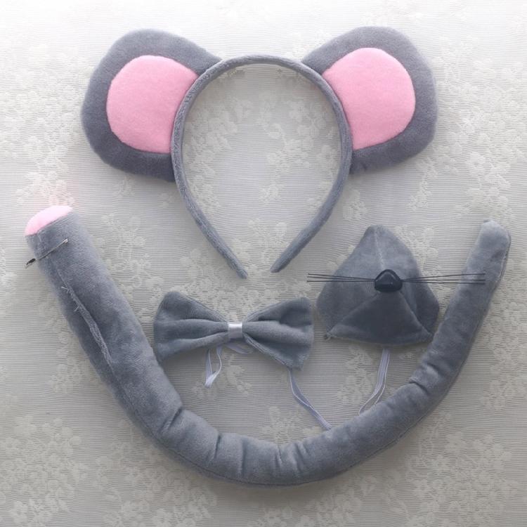 Little-Mouse Costume Accessories Set Mouse Ears Headband,Bowtie,Nose,Gloves Tail