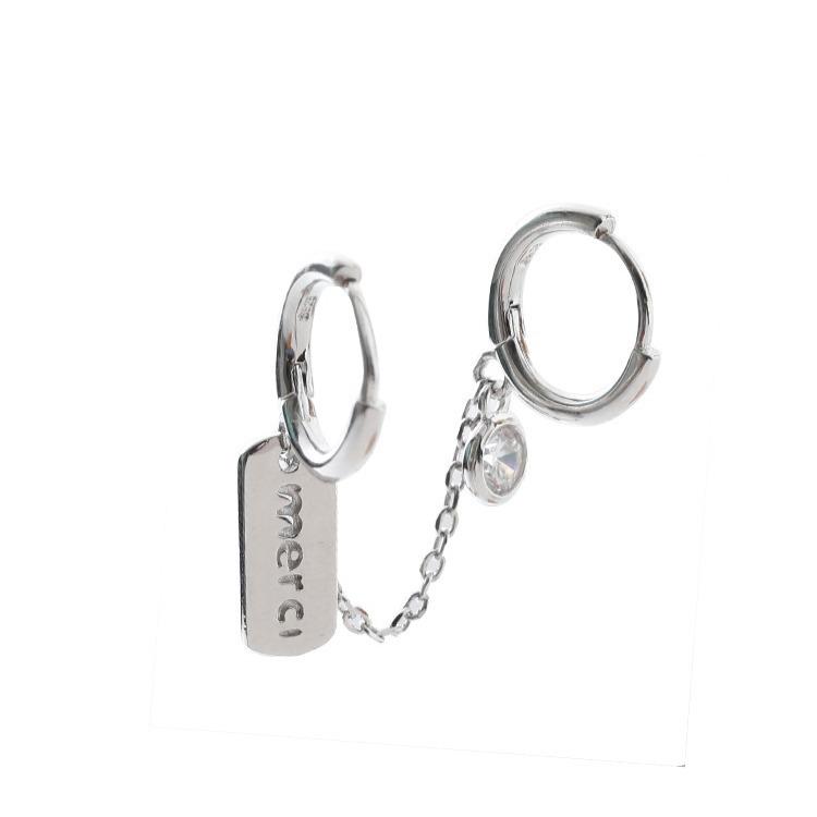 Double Ear Hole Silver Stud Earrings – Trendy Korean Style Women's Earrings
