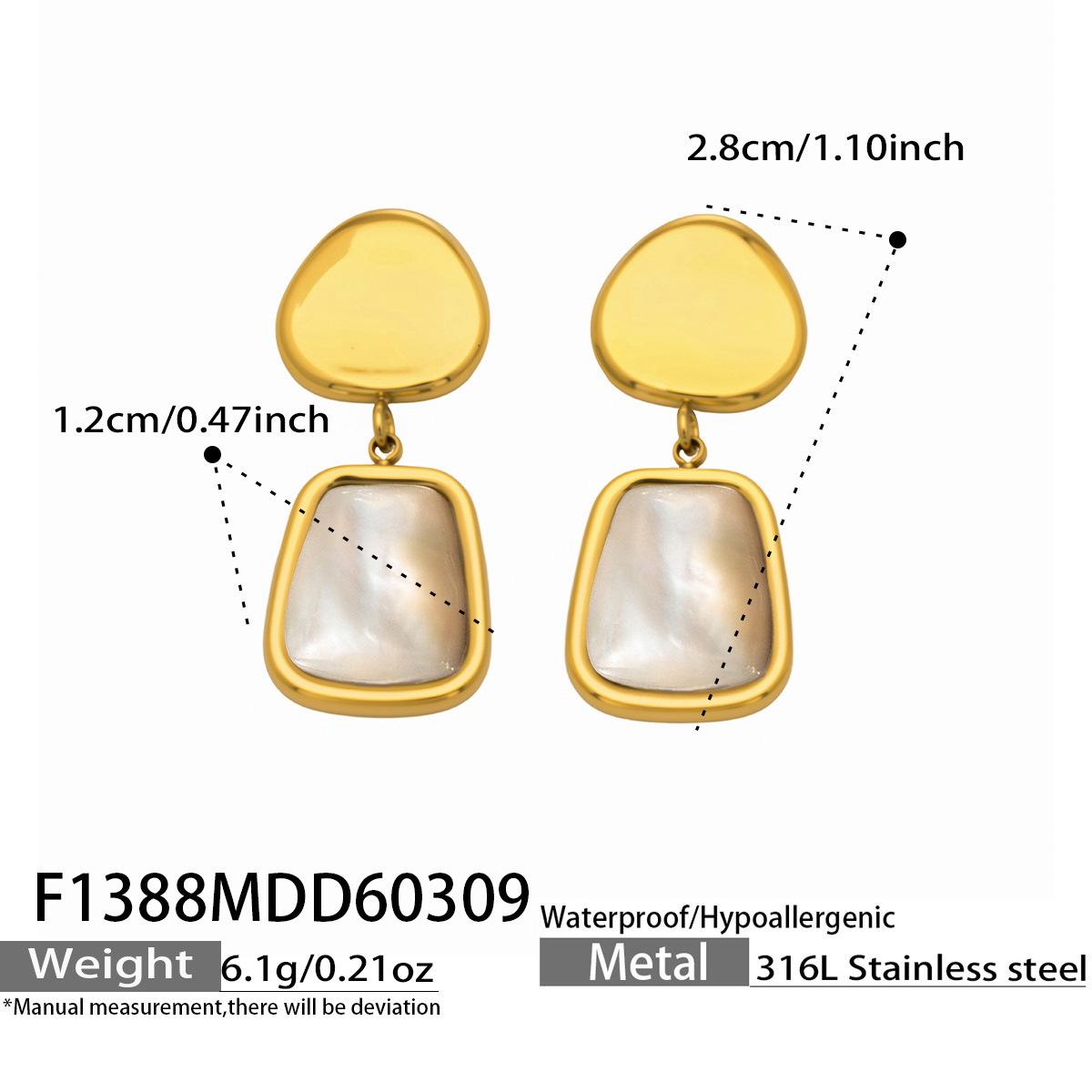 Luxury Niche Design White Mother-of-Pearl Earrings 18K Gold Plated Stainless Steel Earrings Gold Earrings