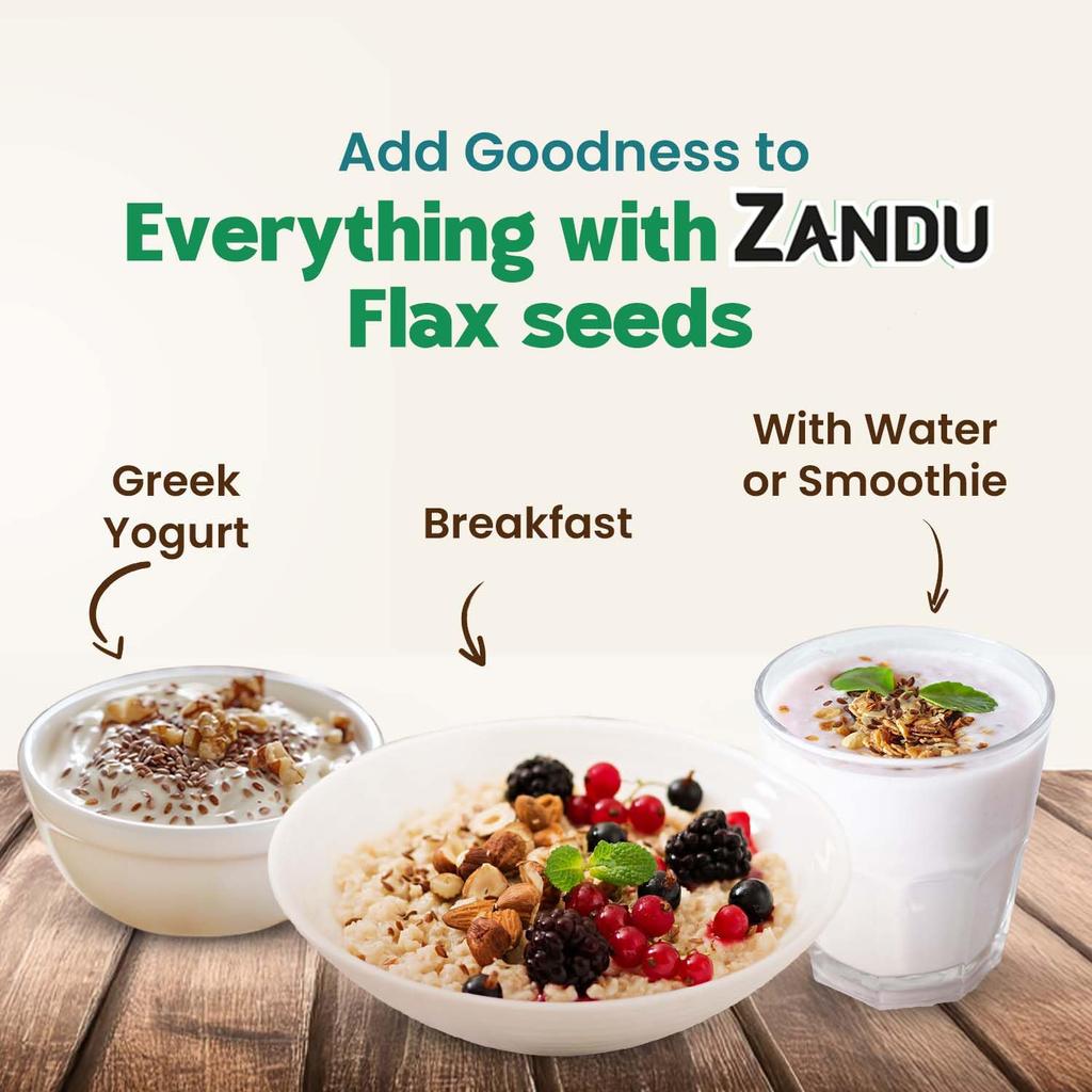 Zandu Raw Flax Seeds 200 g X Pack Of 3 Premium Natural Seeds High Fiber Plant Protein Omega 3 Superfood Resealable Pack