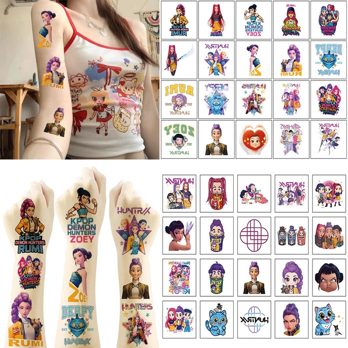 

Kpop Demon Hunters Temporary Tattoo Stickers HUNTRX Temporary Waterproof Tattoos Decals for Fans Party Decoration Gifts one size