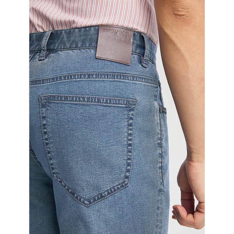 YAGOR Men's Spring/Summer High-End Mulberry Silk Light Denim Jeans