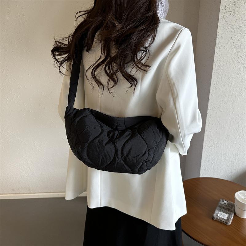 Fashion Down Bag Spring New Oxford Fabric Quilted Dumpling Bag Solid Color Shoulder Bag Crossbody Bag Women
