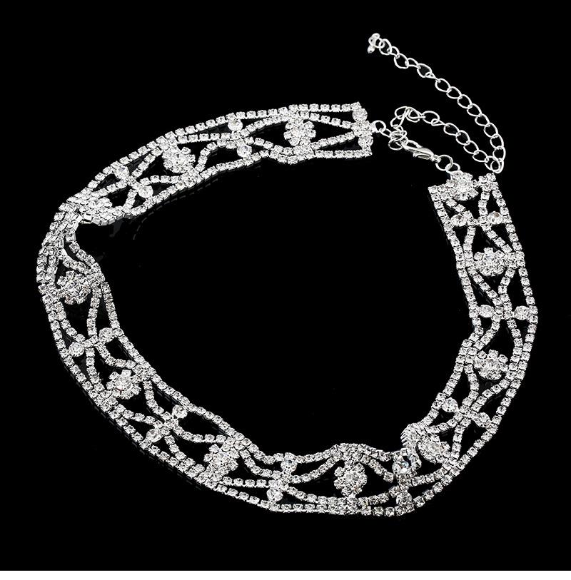 Trendige Silber Strass Choker Halskette - Japanischer & Koreanischer Stil für Damen