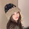 Warm beanie hat autumn and winter ear protection, soft waxy knitted hat, student windproof pullover hat