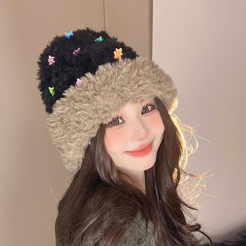 Warm beanie hat autumn and winter ear protection, soft waxy knitted hat, student windproof pullover hat
