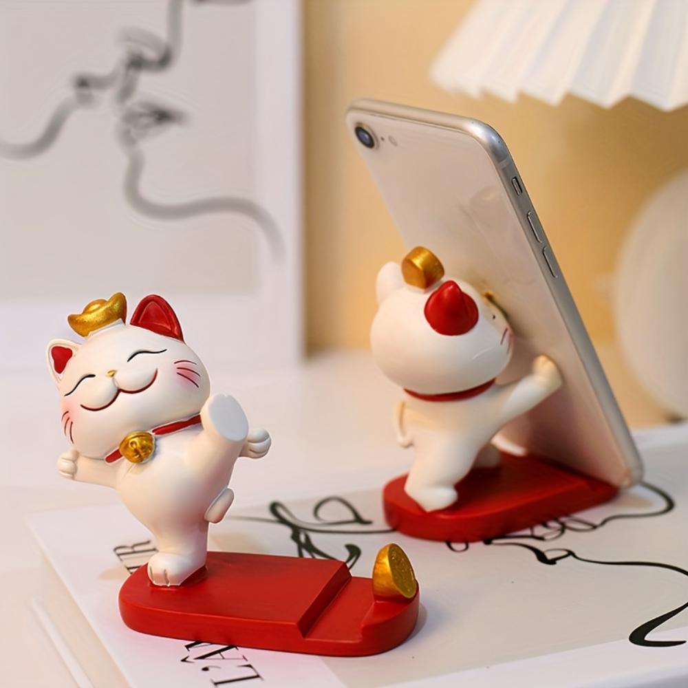 Cute Cartoon Cat Phone & Tablet Holder,Desktop Lazy Stand,Creative Ornament for Office Desk,Universal for Smartphone Tablet