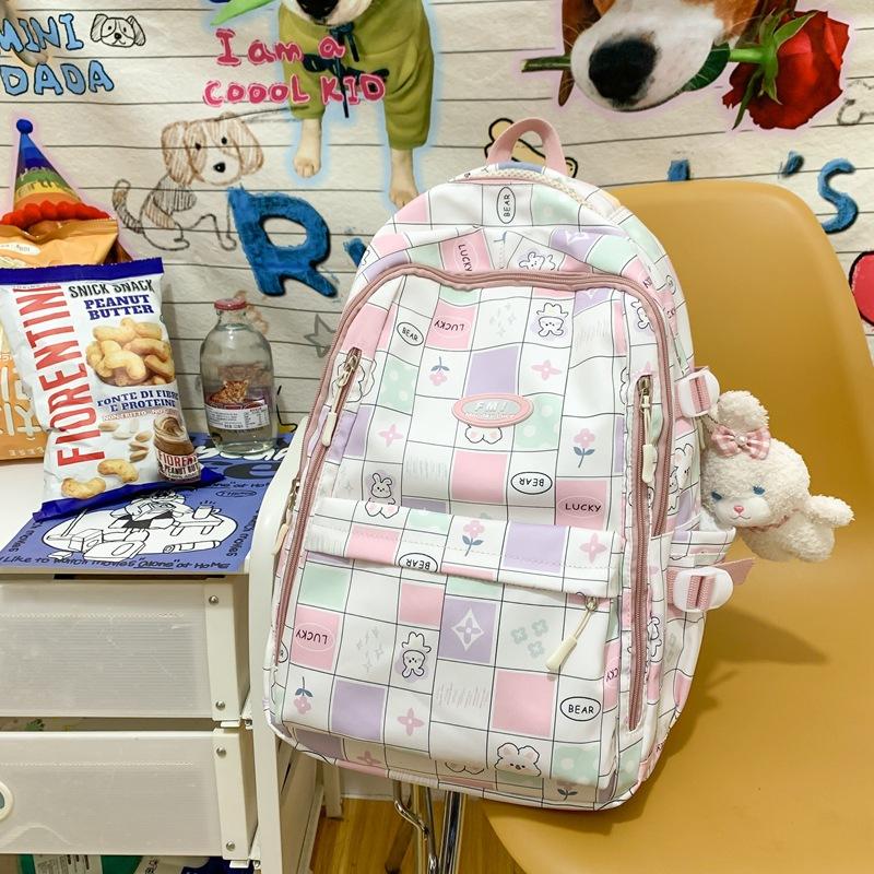 Japanese School Bag Female College Student Cute Graffiti Backpack Fashion Computer Bag Junior High School Student Travel Backpack Tide single bag розовый