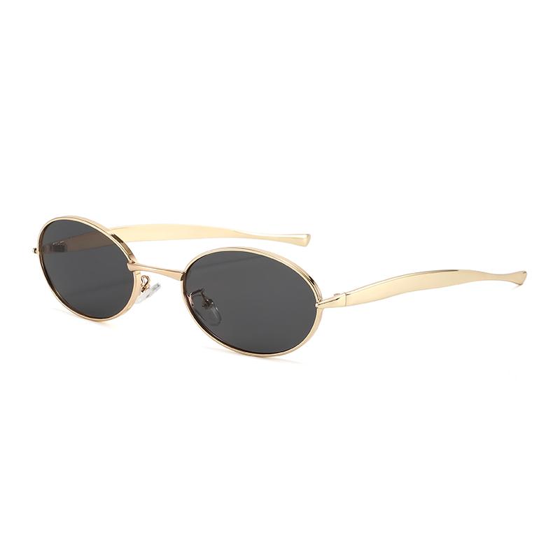 Fashion Vintage Metal Oval Sunglasses Women Small Frame Eyewear Summer Traveling Drive Sun Glasses Female European And American