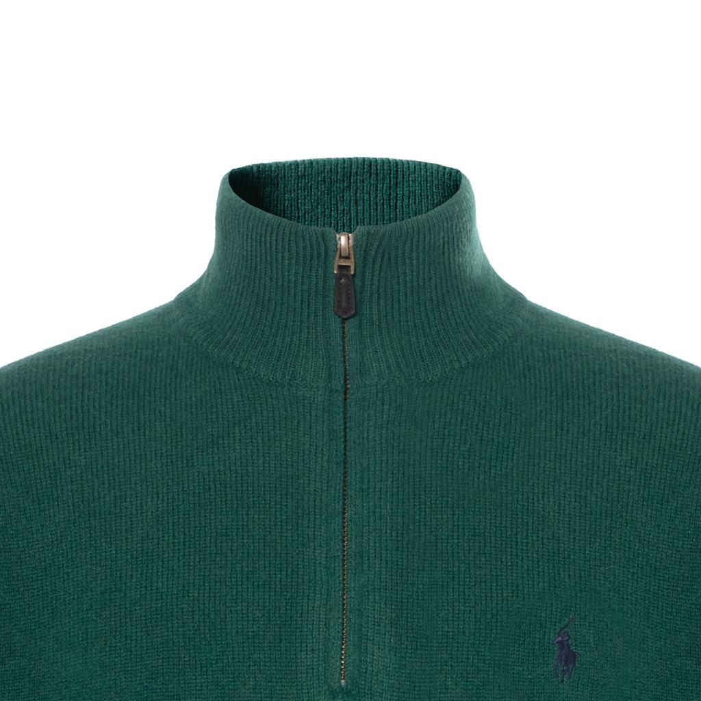Polo Ralph Lauren Ss23 Solid Color Logo Embroidered Half-Zip Sweater Men sweater Green 710777743-013