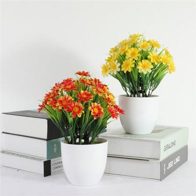 New Office Decor Home Decor Tree In Pot Small Chrysanthemum Artificial Flowers Plastic Fake Plants Bonsai Artificial Faux Plants