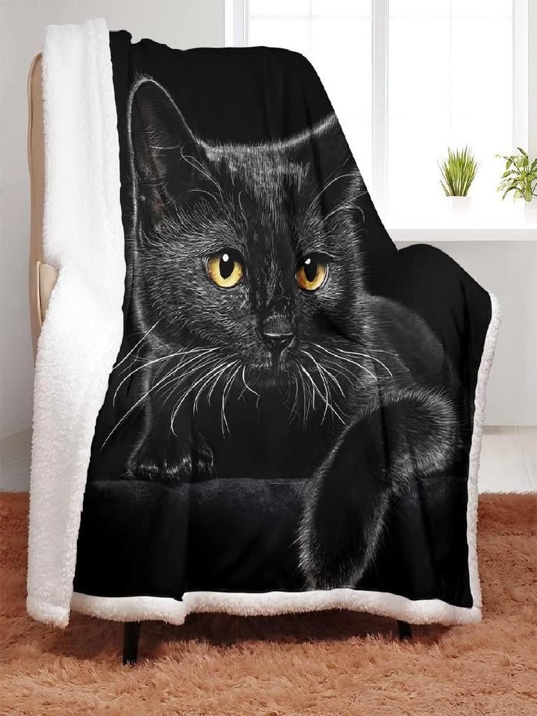 YISUMEI Black Cat Sherpa Blanket Soft Plush Throw for Adults X Inches Perfect for Home Garden