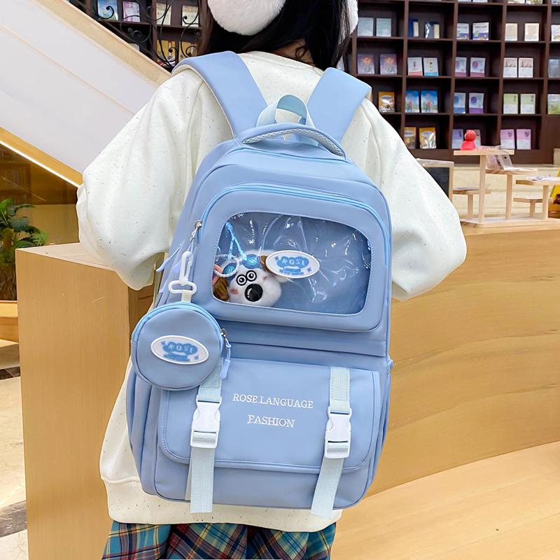 Three-Piece Schoolbag Set for Primary School Students Women's Letter Print Backpack College Style Large Capacity Backpack