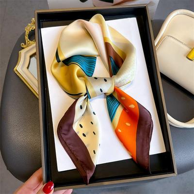 Spring Summer Women Elegance Silk Scarf 70X70cm Square Hijab Soft Headband Foulard Hairband Girl Foulard Neckerchief Ribbon