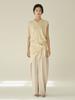 NOUVE [Set] Linen Sleeveless Cardigan + Skirt + Shawl - Light Beige