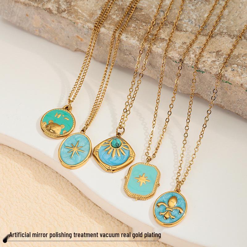 Geometrischer quadratischer Anhänger Edelstahl-Halskette für Damen