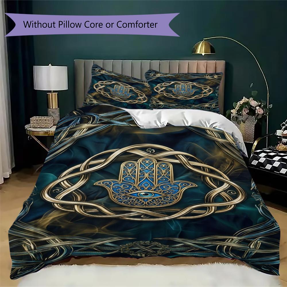 Hand of Fatima Pattern Bedding Uilt Set Uilt Cover Pillowcase Home Decoration Birthday Gift (1 * Duvet Cover + 2 * Pillowcase  Without Core)96