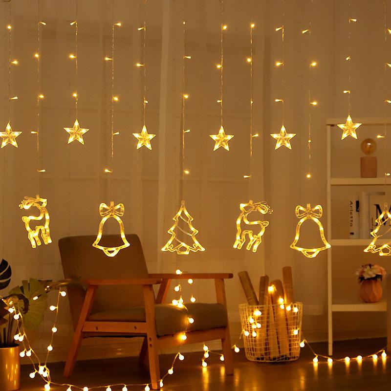Solar LED Star Curtain Lights for Windows and Courtyard Decor