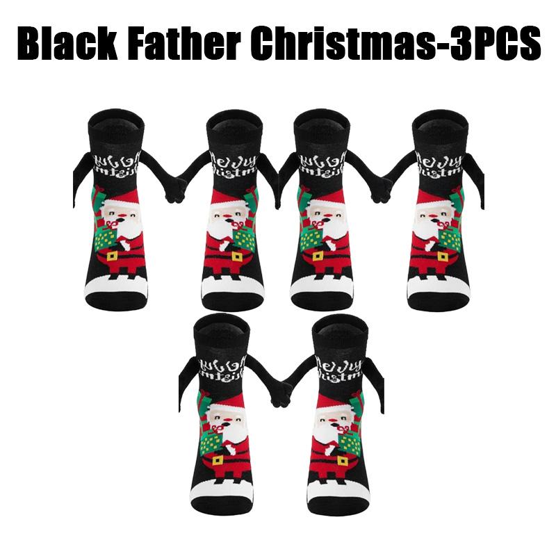 12PCS Christmas Socks Fall and Winter Cotton Magnet Hand-holding Socks Mid-calf Socks Cute Couple Socks Cartoon Christmas Socks