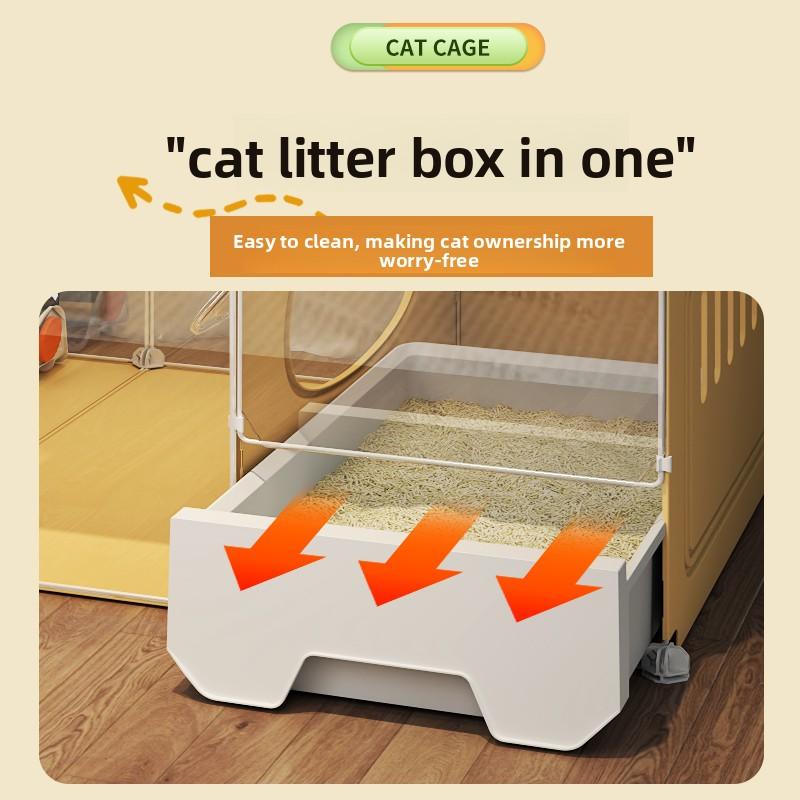 Villa Transparente para Gatos Caja de Arena Extra Grande Inodoro Interior Configuración de Una Habitación Un Salón Jaula para Gatos Hogar Espacioso Sistema de Residencia para Mascotas