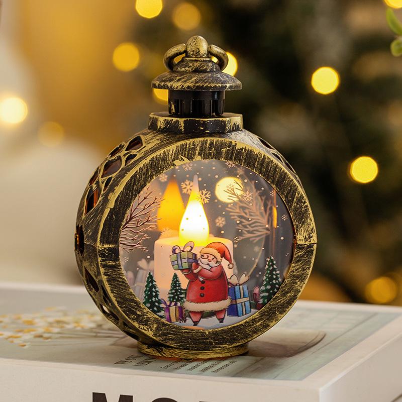 Christmas LED Candle Light Round Hanging Lantern Festive Holiday Ornament Figurine Indoor Home Christmas Party Decoration